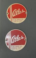 Two (2) Vintage Atlas Press Co. Machinery Tags - Original - MUST SEE picture