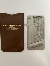 Vintage W. R. Thorpe Co. Pipe Pit Gage With Leather Case Measuring Instrument picture