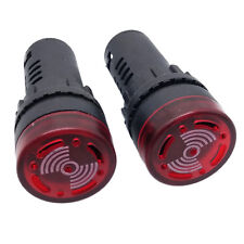 US Stock 2pcs AD16-22SM 110V Red LED Indicator Light Signal Flash Buzzer Beep picture