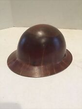 Vintage MSA Fiberglass Hard Hat Helmet Brown Full Brim picture