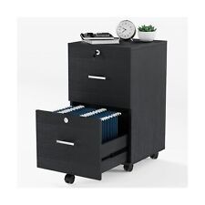 2-Drawer Small Rolling File Cabinet with Lock, Wood Filing Cabinet for... picture
