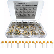 600 Pcs Ceramic Capacitor Assortment Kit - 15 Values from 10Pf to 100Nf picture
