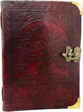 Leather Celtic Tree of Life Book of Shadows Blank Spell Book Wicca (Brown Large) picture