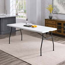 Mainstays 6 Foot Fold-in-Half Table, White Granite picture