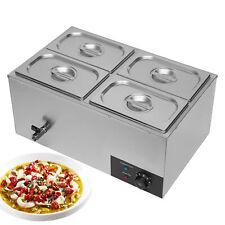 Electric Food Warmers 4-Pan Buffet Server with Lid and Tap 110V Stainless Steel picture
