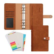 A6 Budget Binder, Vintage PU Leather 6-Ring Loose-Leaf Notebook Folder Cover ... picture