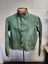 Vintage Green Cowhide Suede Leather Heavy Welding Jacket M(?) picture