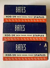 3 Boxes of Vintage Bates H30-1/4 Inch Chisel Point Staples picture