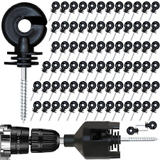 80 Pcs Black Electric Fence Insulator Screw-In Insulator Fence Ring Post Wood Po picture