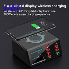 100W QC 3.0 Charge 8 USB Ports Charging Dock Station Qi X9 Wireless Fast Charger picture