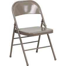 Flash Furniture Metal Folding Chair, Beige, 18 1/2in.W x 19in.D x 30in.H, picture