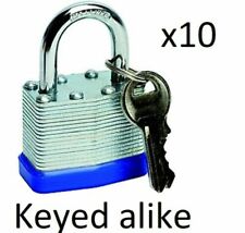 Lot of 10 Piece 40mm Laminated Pad Locks Keyed the Same Alike  picture