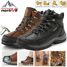 NORTIV 8 Men's Leather Safety Shoes Steel Toe Work Boots Construction Waterproof picture