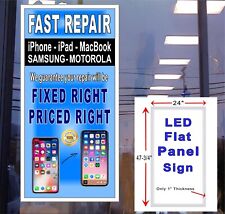 Cell Phone Fast Repair iPhone Samsung iPad LED flat panel Light Box sign 48x24 picture