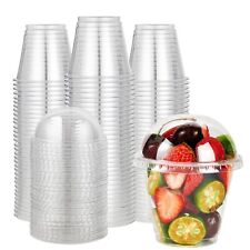 [200 PACK] 9oz Clear Plastic Cups With Dome Lids, Crystal PET Dessert Cups, C... picture