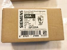 ONE NEW SIEMENS QF220A 20A CIRCUIT BREAKER GROUND FAULT SELF TEST 2P BEST PRICE picture