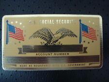 VINTAGE METAL SOCIAL SECURITY CARD (50's, 60's)--USA Flag & Eagle, New-Mint picture