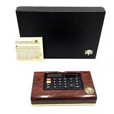Vintage Oxford Collection Wooden Base Table Clock Calculator And Paper Weight picture