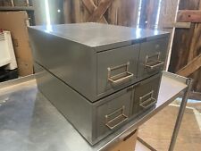 Vintage 4 Drawer Stacking Metal Card File Box made by Flash Filing of Fresno CA. picture
