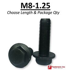 (Choose Length & Qty's) M8-1.25 Grade 10.9 Metric Flange Bolts Black Phos & Oil picture