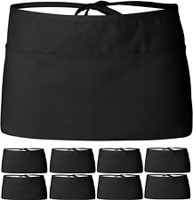 12 Pack - Black Server Waist Aprons, Waitress Half Apron picture