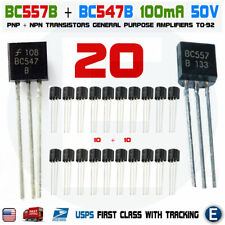 20pcs 10 x BC557B BC557 10 x BC547B BC547 Pairs Transistors NPN PNP TO-92 picture