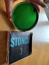 Stonco Vintage Industrial Light Fixture Lenshold & Green Lens Glass Cover 1961 picture