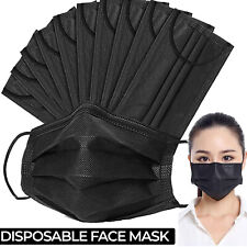 100 PCS Disposable Face Mask Non Medical Surgical 3 Ply Ear loop Black Masks USA picture